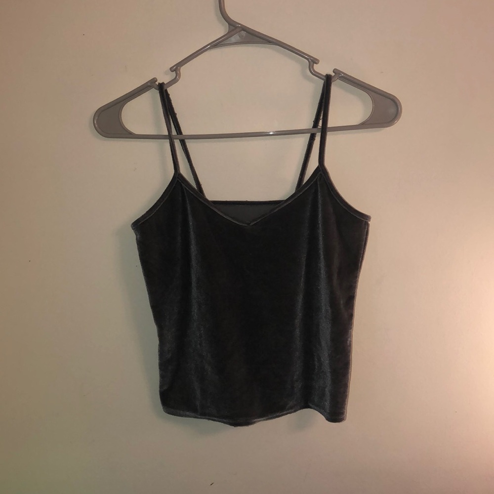 Charcoal velvet crop top